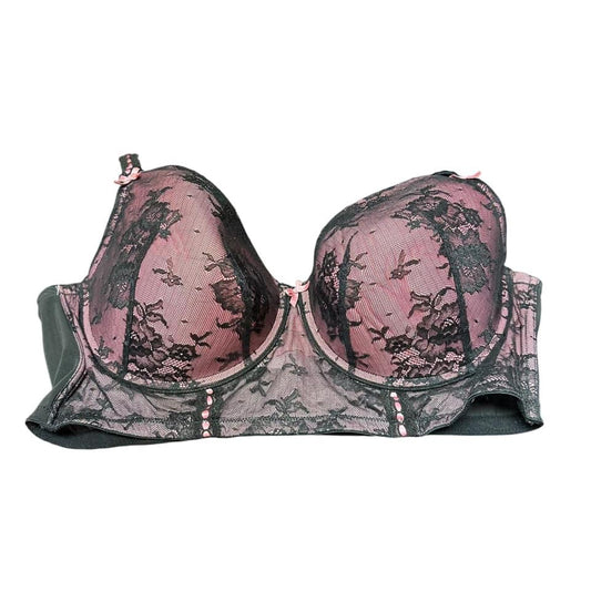 CACIQUE BLACK PINK LACE BRA 132  46DD  $9.99