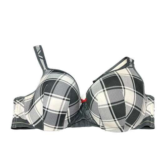 CACIQUE BLACK WHITE PLAID BRA 16  42DD $9.99