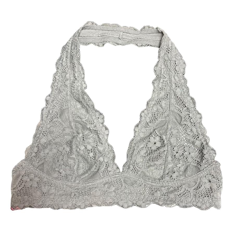 FREE PEOPLE INTIMATELY GRAY HALTER LACE BRALETTE  MEDIUM  $9.99