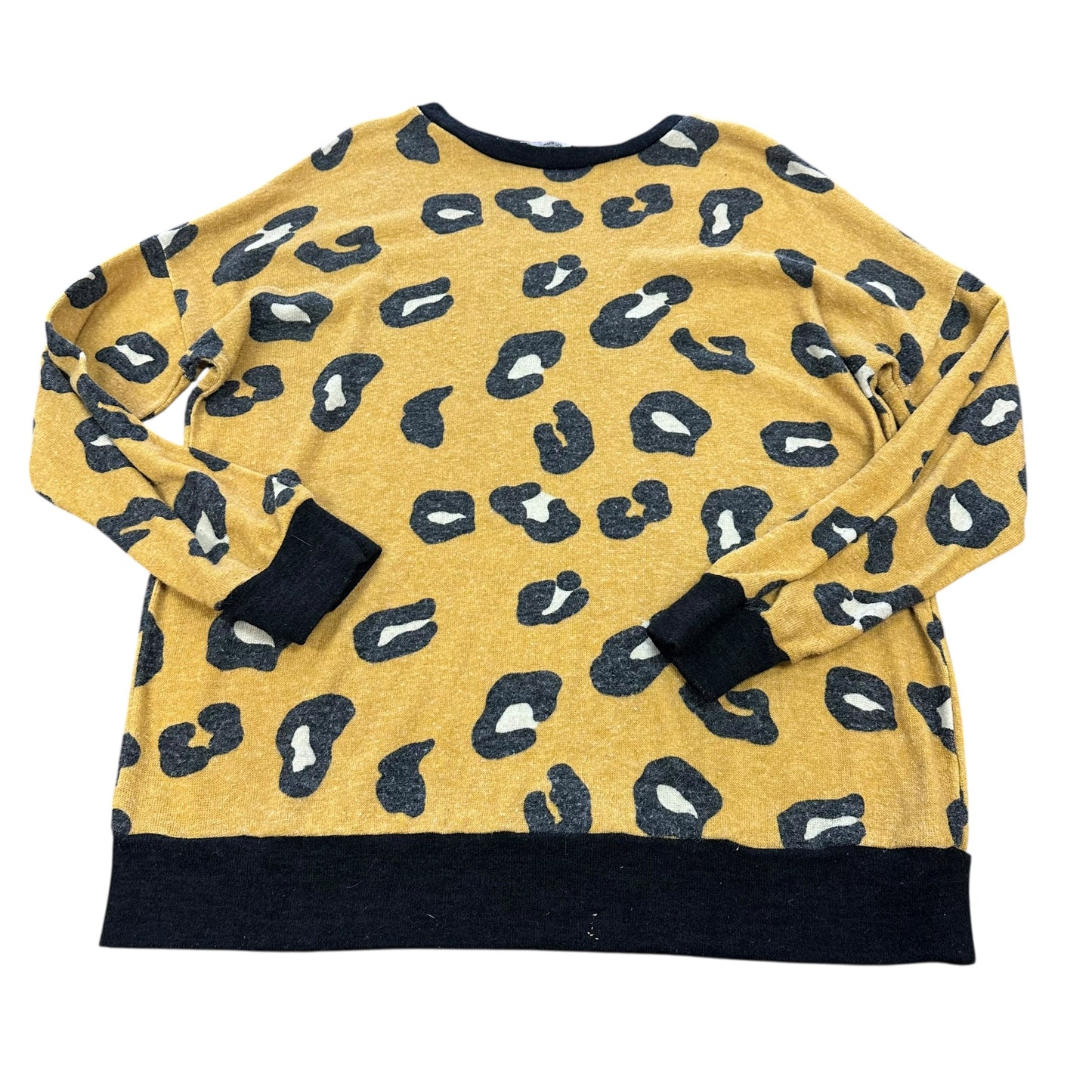 MUSTARD YELLOW ANIMAL PRINT SWEATER 77 LARGE