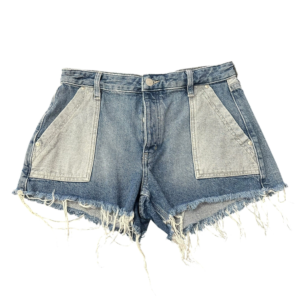 CLEO + WOLF HIGH RISE TWO TONE BLUE DENIM SHORTS 100 Sz 28