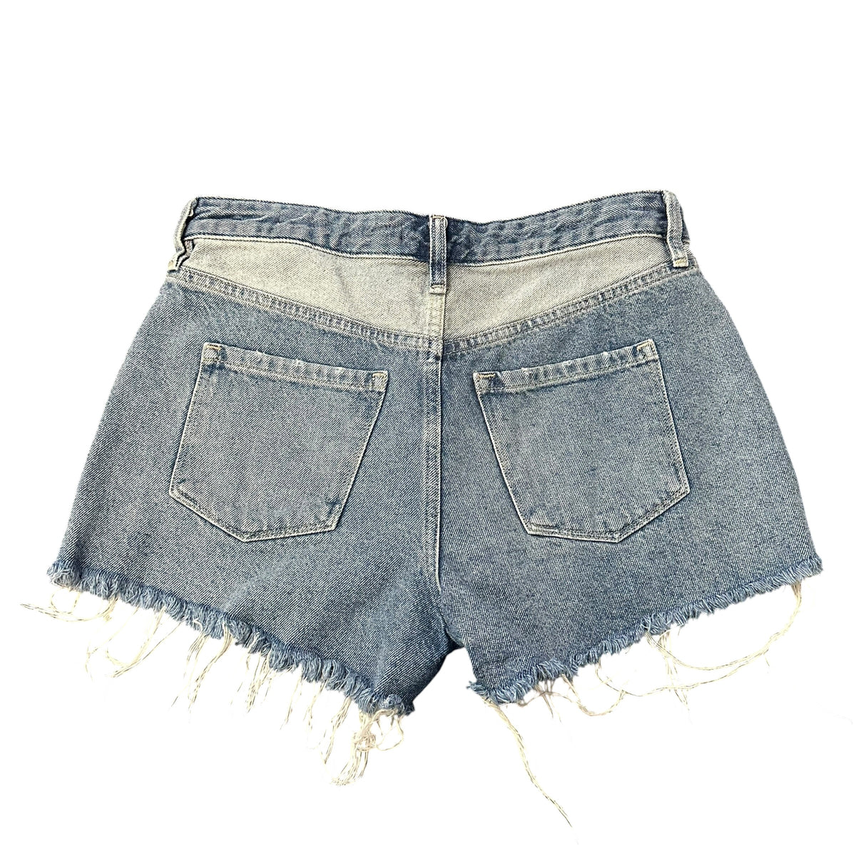 CLEO + WOLF HIGH RISE TWO TONE BLUE DENIM SHORTS 100 Sz 28