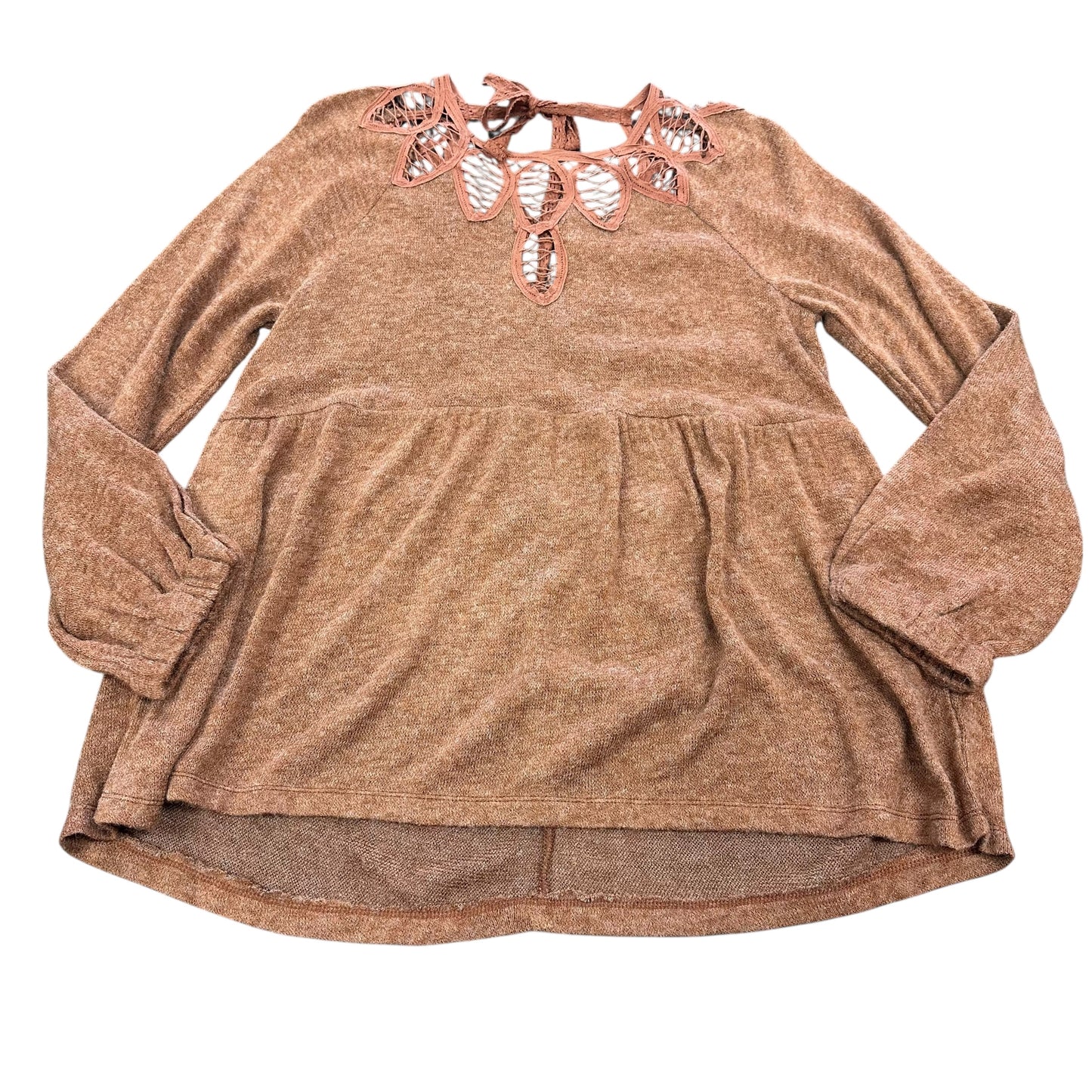 ENTRO RUST/BURNT ORANGE SWEATER W DETAILED NECKLINE 139 MEDIUM