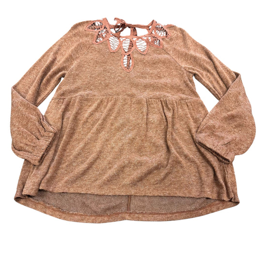 ENTRO RUST/BURNT ORANGE SWEATER W DETAILED NECKLINE 139 MEDIUM