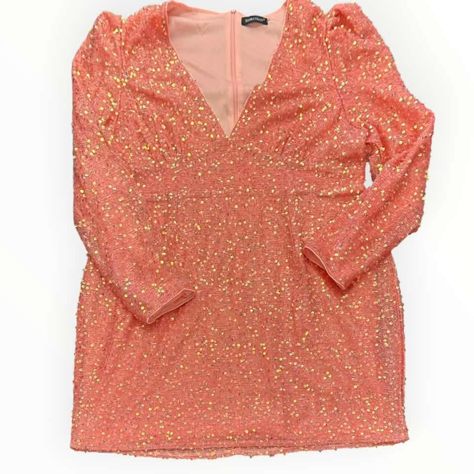 DOUBLE CRAZY PINK SEQUINS DRESS 100 Sz 16/18