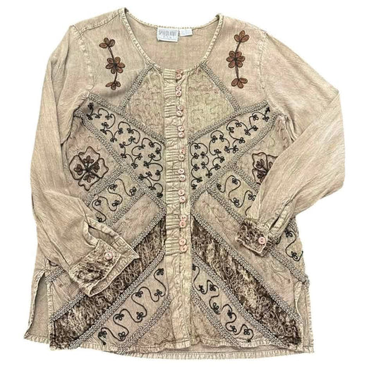 VINTAGE SPEED LIMIT EMBROIDERED & EMBELLISHED BLOUSE 100 MEDIUM