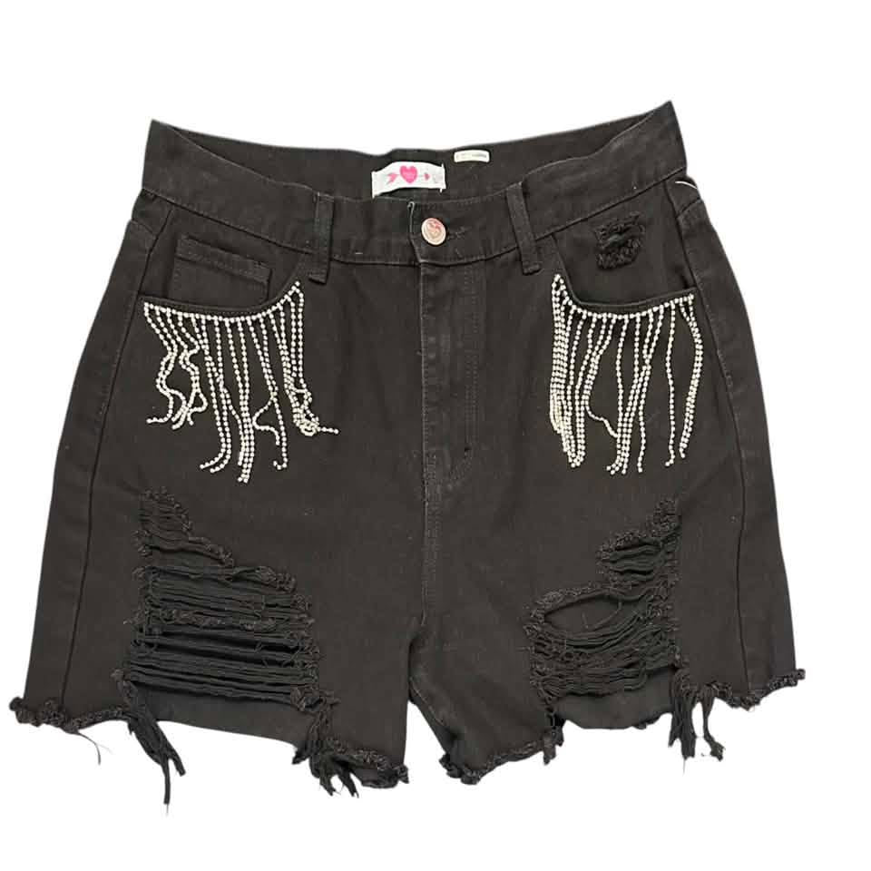BUDDY LOVE HIGH WAISTED DENIM SHORTS W RHINESTONES 196 LARGE