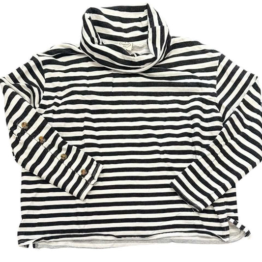 ST JOHNS BAY BLACK WHITE SWEATSHIRT STRIPED 100 LARGE