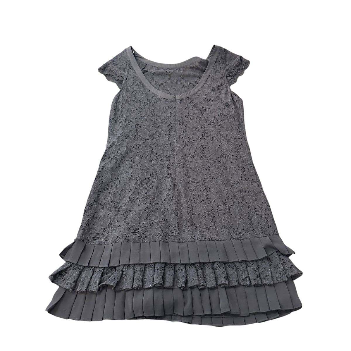 JESSICA SIMPSON NAVY LACE PLEATED RUFFLE DRESS SZ 8