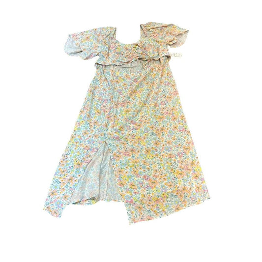 ELOQUII WHITE FLORAL MAXI DRESS OPEN FRONT 100 SZ 18 NWT