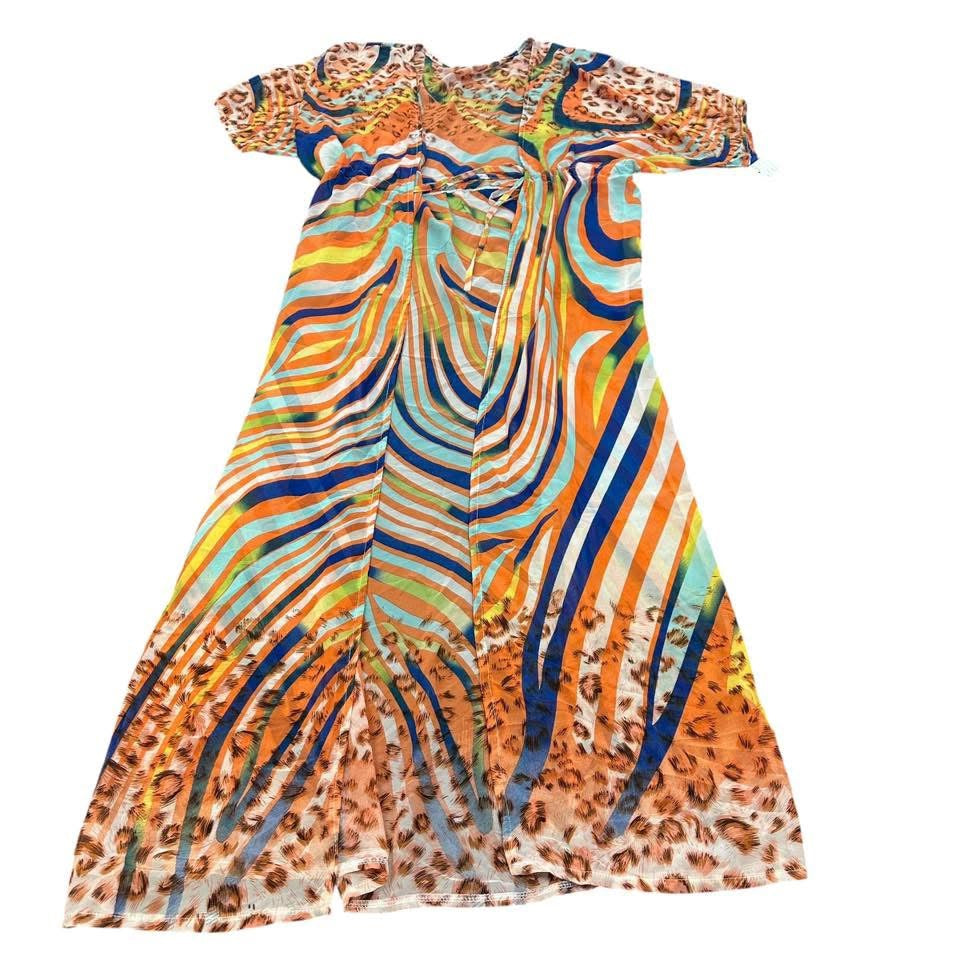 COLORFUL ANIMAL PRINT DUSTER SEMI SHEER 122 LARGE