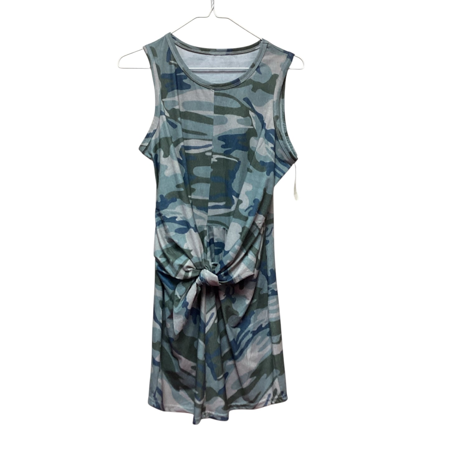 GREEN CAMO TANK DRESS TIE WAIST - SMALL - 182