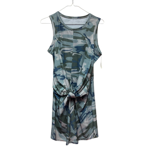 GREEN CAMO TANK DRESS TIE WAIST - SMALL - 182