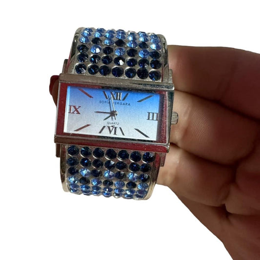 BLUE RHINESTONE WATCH