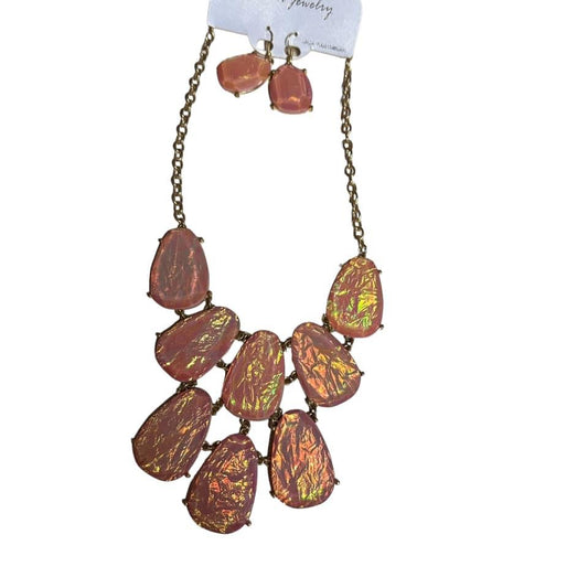 FAUX STONE ORANGE IRIDESCENT SET - NEW