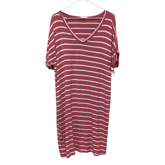 ZENANA PINK WHITE STRIPED TSHIRT DRESS - MEDIUM - 181