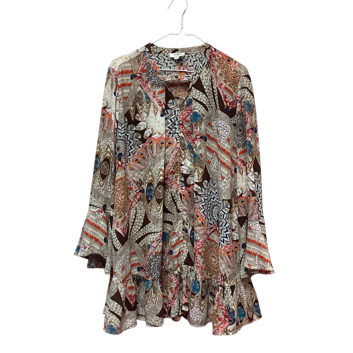 UMGEE BOHO BROWN FEATHER DRESS - MEDIUM - 112