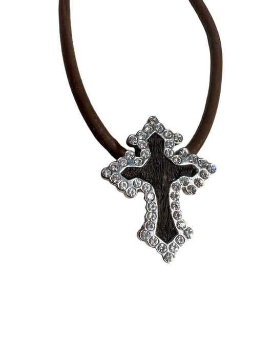 WESTERN CROSS BROWN NECKLACE