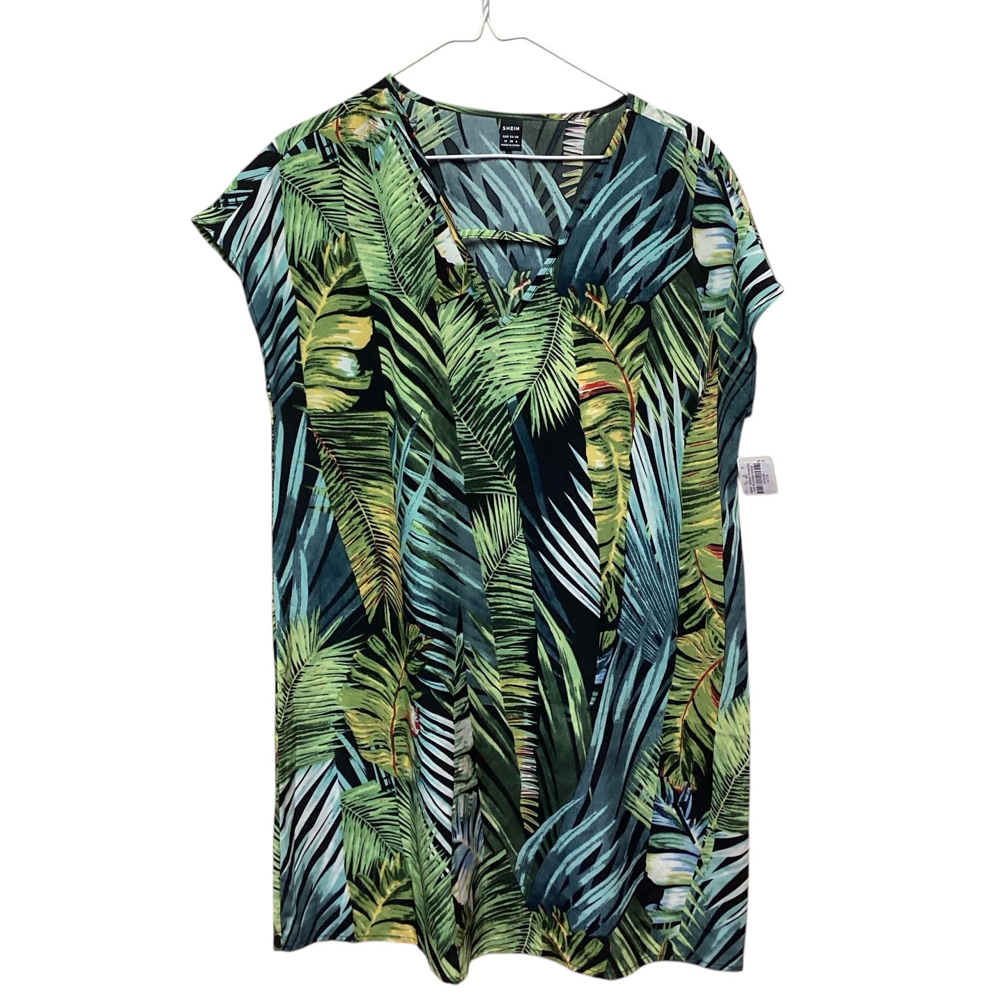 SHEIN GREEN BLACK TROPICAL DRESS - MEDIUM - 72