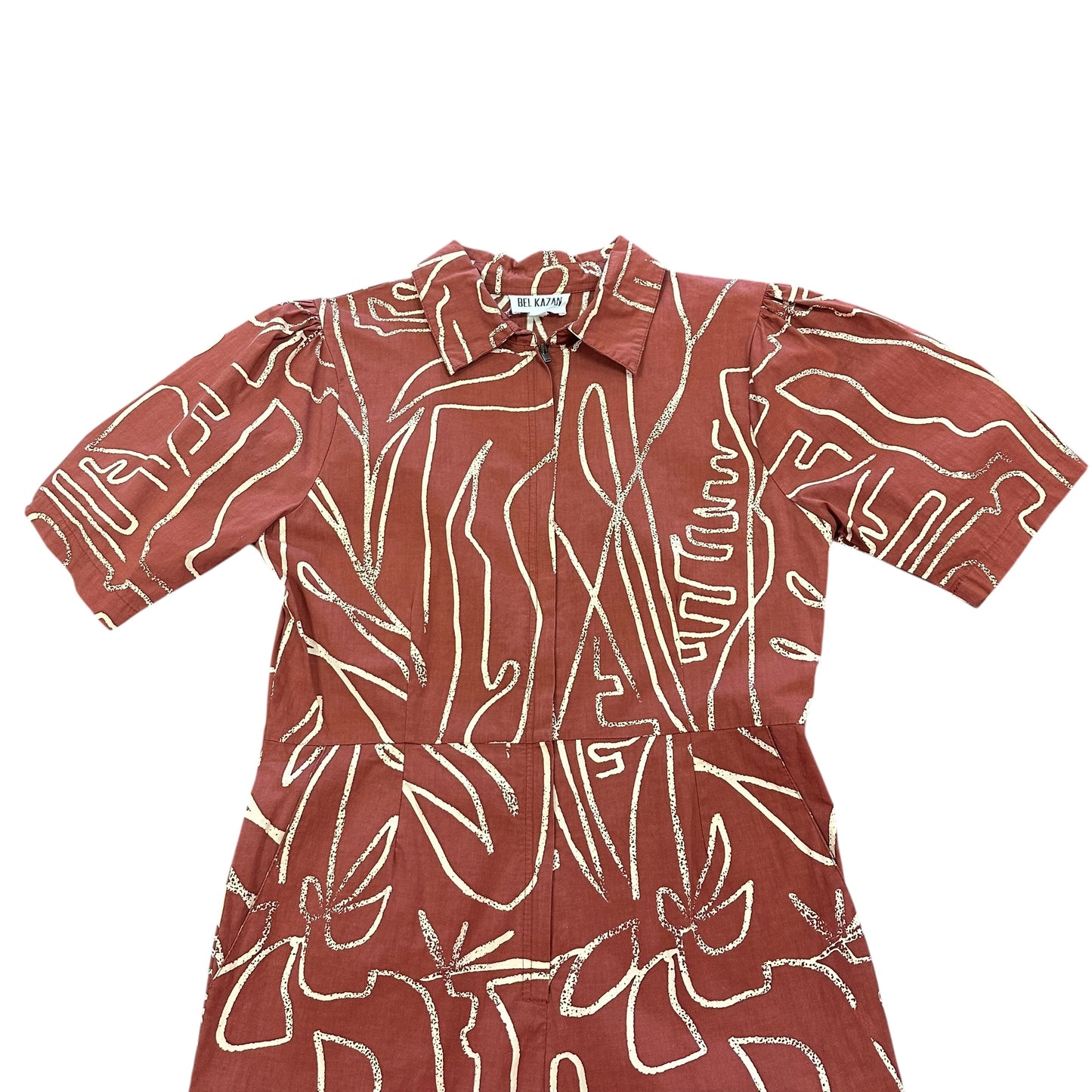 BEL KAZAN RUST BEIGE JUMPSUIT 100 SMALL