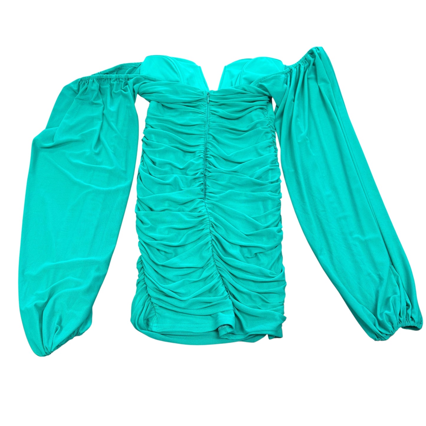 LUXXEL GREEN RUCHED MINI DRESS 223 SMALL