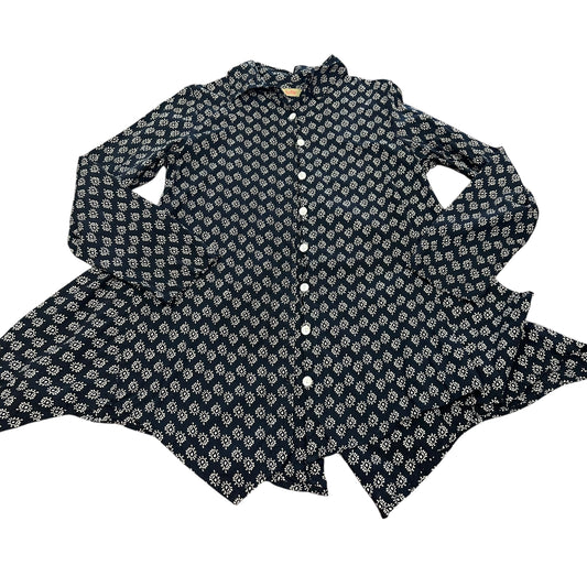 TULIP BLACK BEIGE BUTTON UP TUNIC 100 SMALL