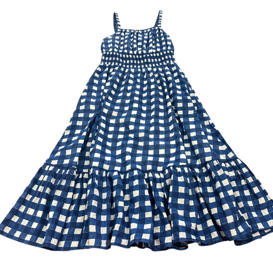 CLEOBELLA BLUE WHITE PLAID DRESS 87 SMALL *some discoloration armpit area