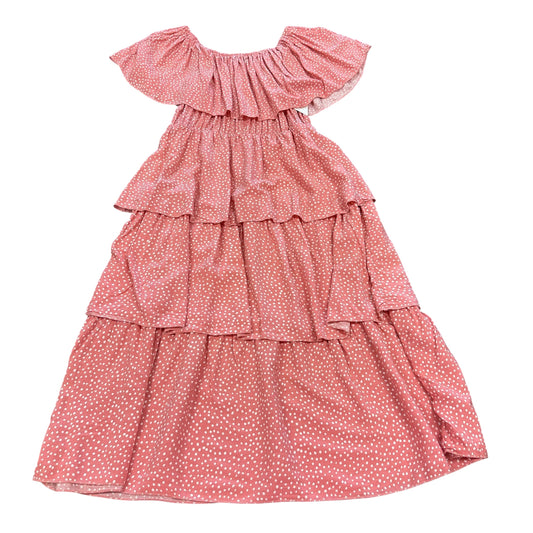 PINK WHITE POLKA DOT DRESS 223 SMALL