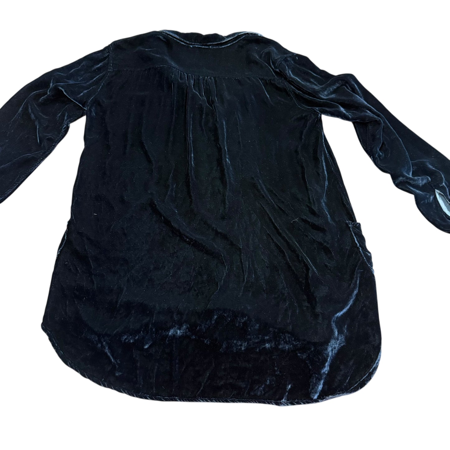 CP SHADES NAVY VELVET TUNIC POPOVER SILK BLEND BLOUSE 100 SMALL