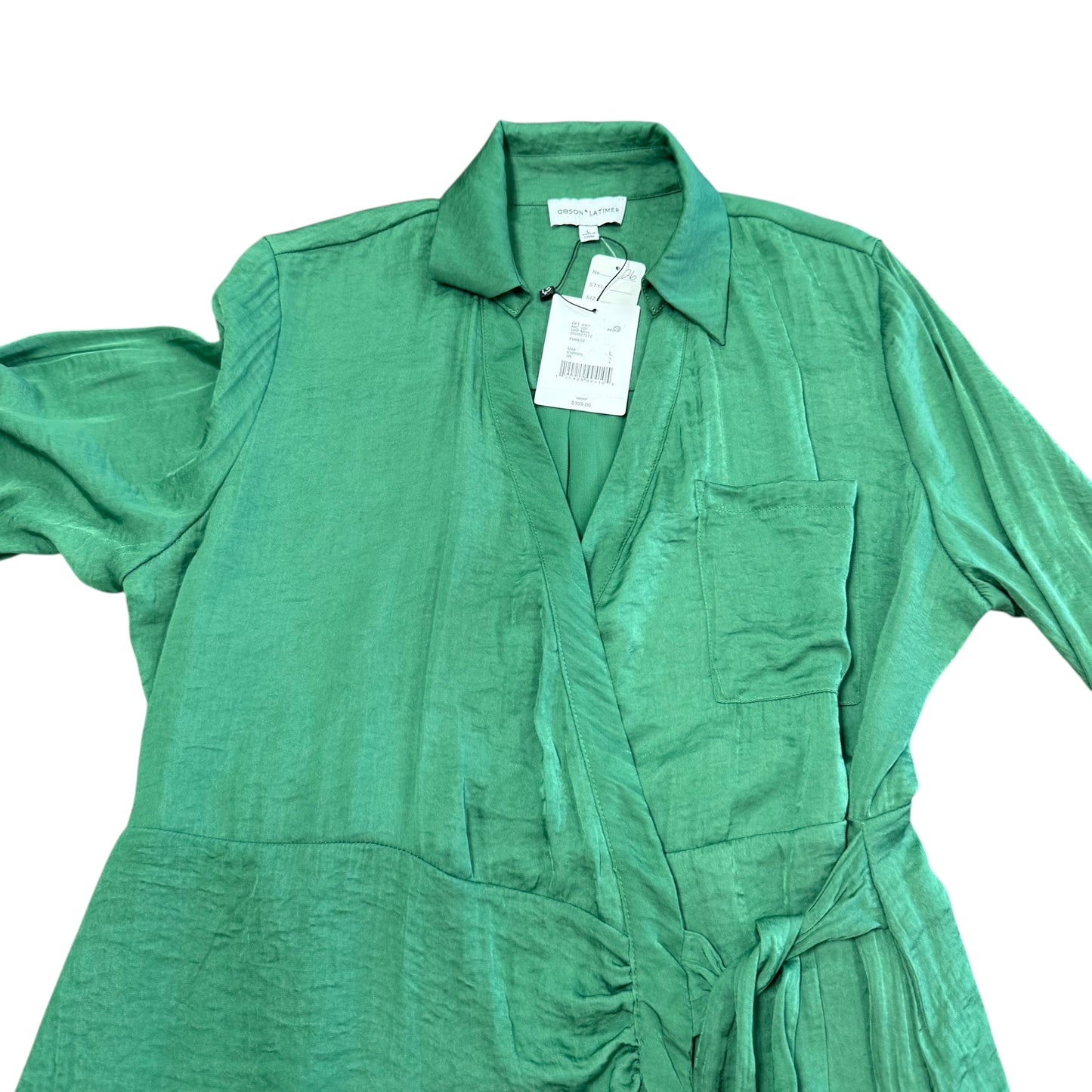 GIBSON LATIMER FOREST GREEN FULL LENGTH DRESS 26 LARGE NWT $109