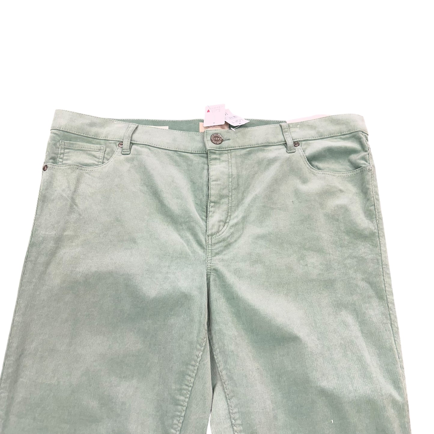 LOFT GREEN CORDUROY MODERN SKINNY PANTS NWT 26 SZ 16