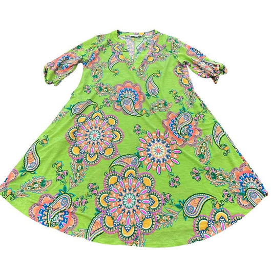 ONTHELAND GREEN PAISLEY DRESS 228 SMALL