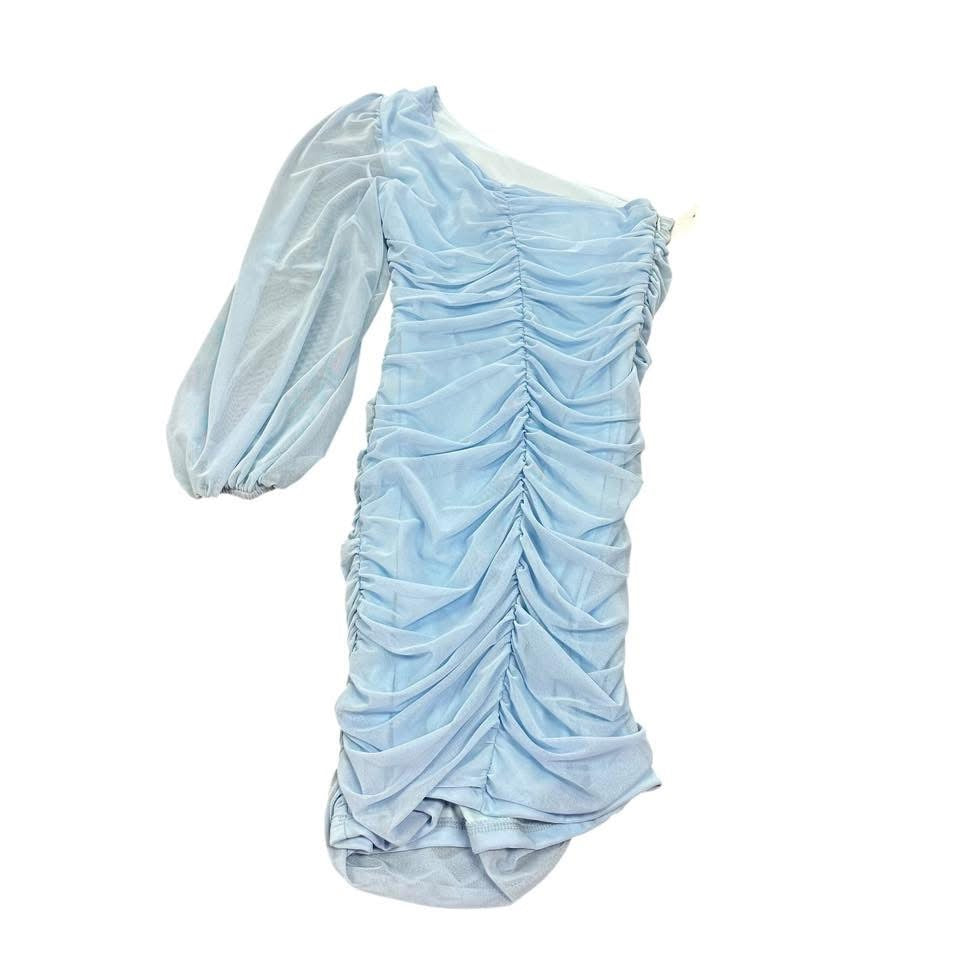 SHEIN BABYBLUE RUCHED ONE SHOULDER DRESS 223 NWOT SMALL