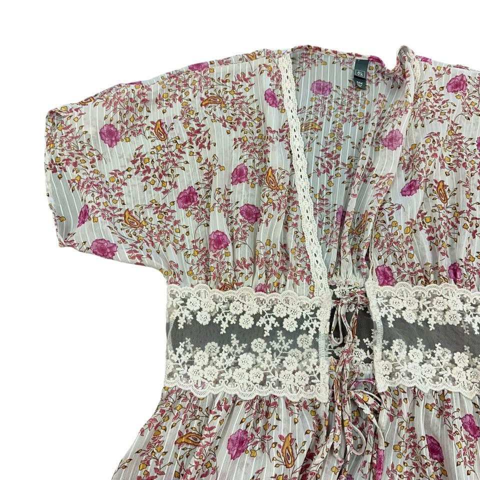 ALYA SEMI SHEER FLORAL BOHO KIMONO 192 S/M