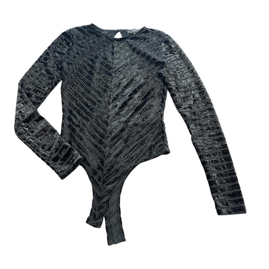LULUS BLACK VELOUR BODYSUIT 143 SMALL