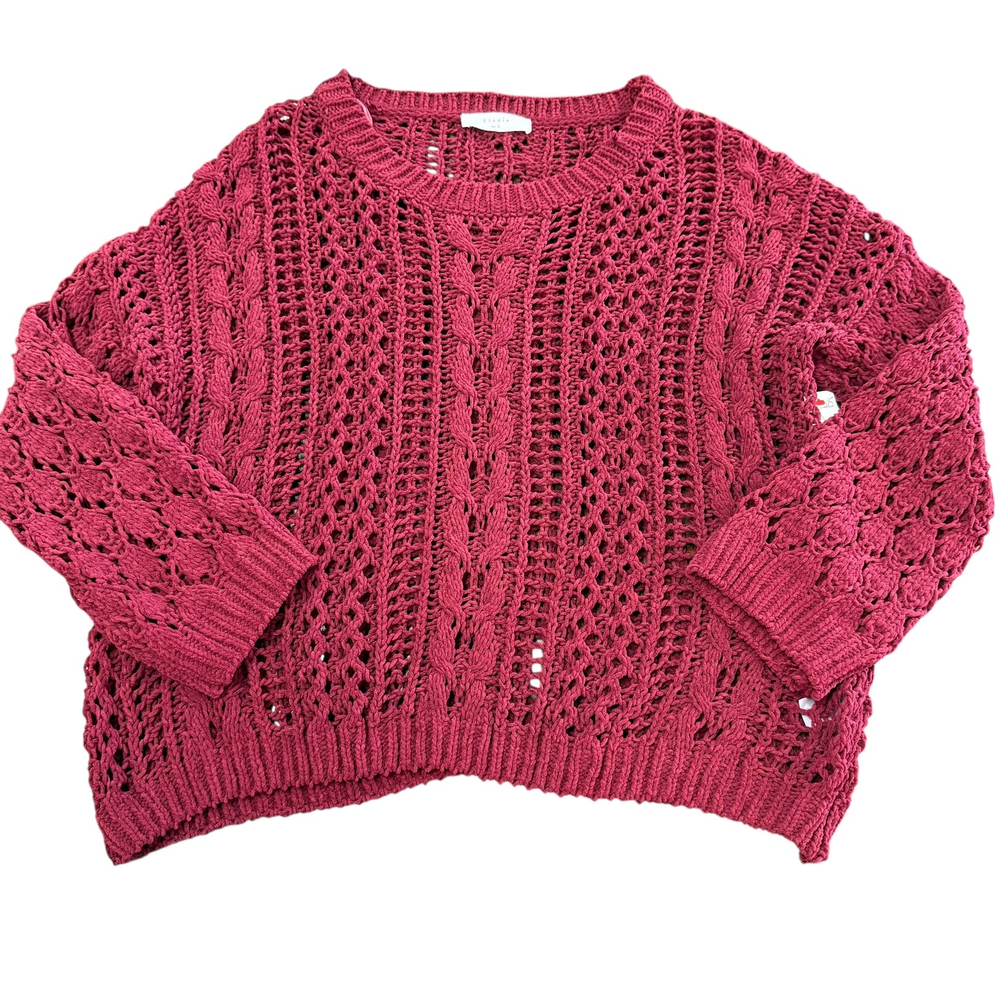 ELODIE MAROON OPEN KNIT SWEATER 245 SMALL