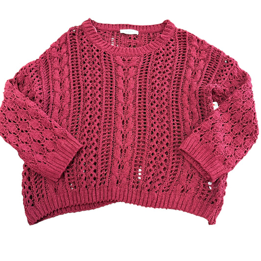 ELODIE MAROON OPEN KNIT SWEATER 245 SMALL