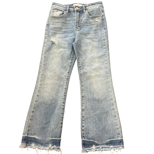 RISEN BLUE DENIM JEANS HIGH-RISE CROPPED RAW HAM 100  SZ 5/27