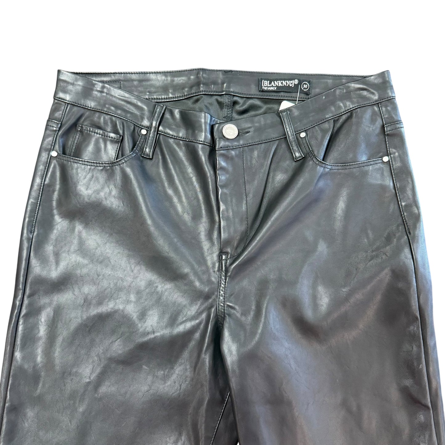 BLANKNYC FAUX LEATHER WIDE LEG ANKLE PANTS 100 SZ 30