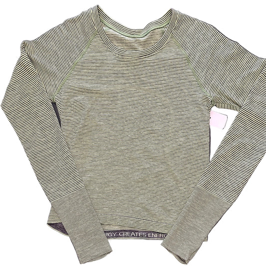 LULULEMON NEON YELLOW GREY STRIPED LONG SLEEVE 196 SIZE 8