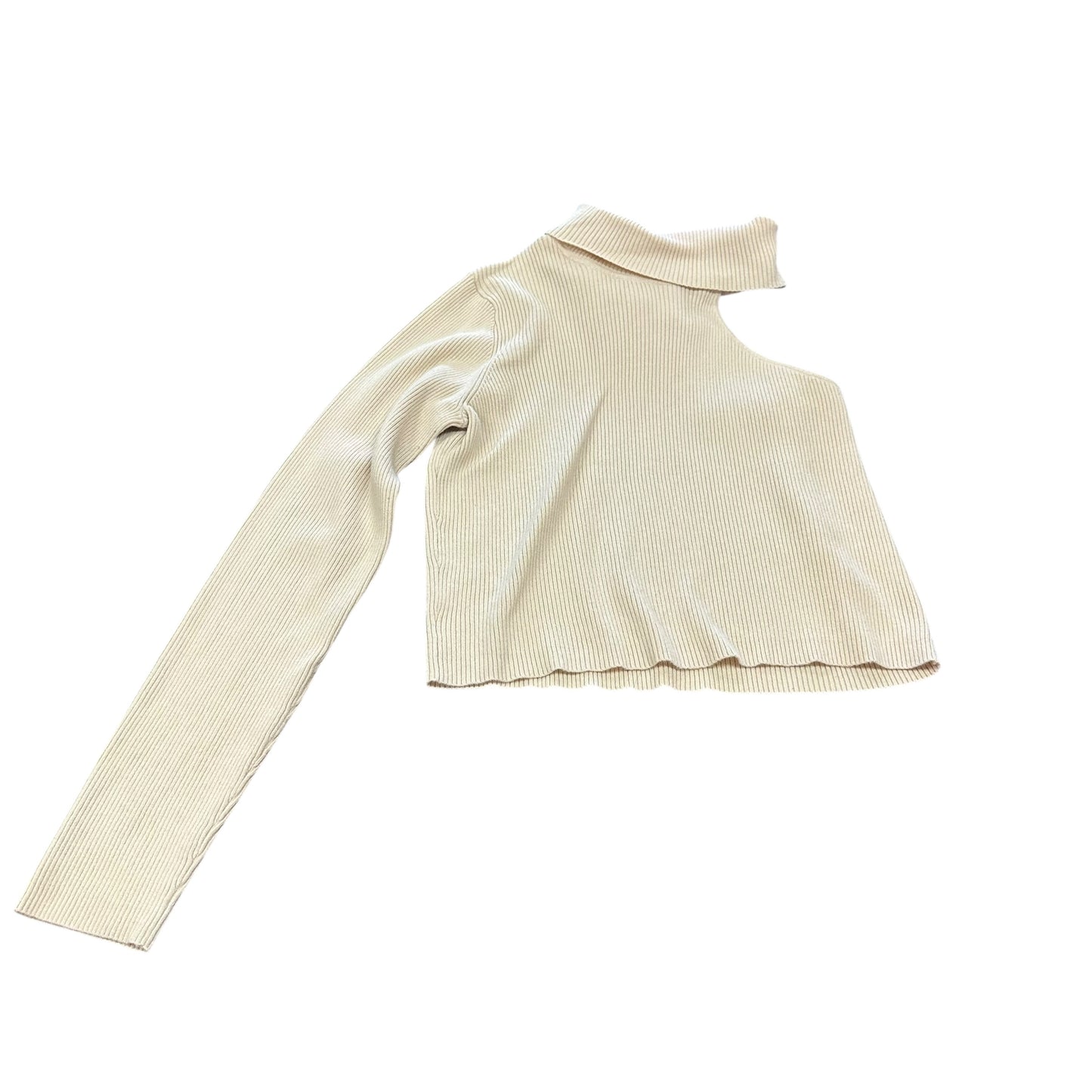 LE LIS BROWN RIBBED OPEN SHOULDER SWEATER 143 LARGE