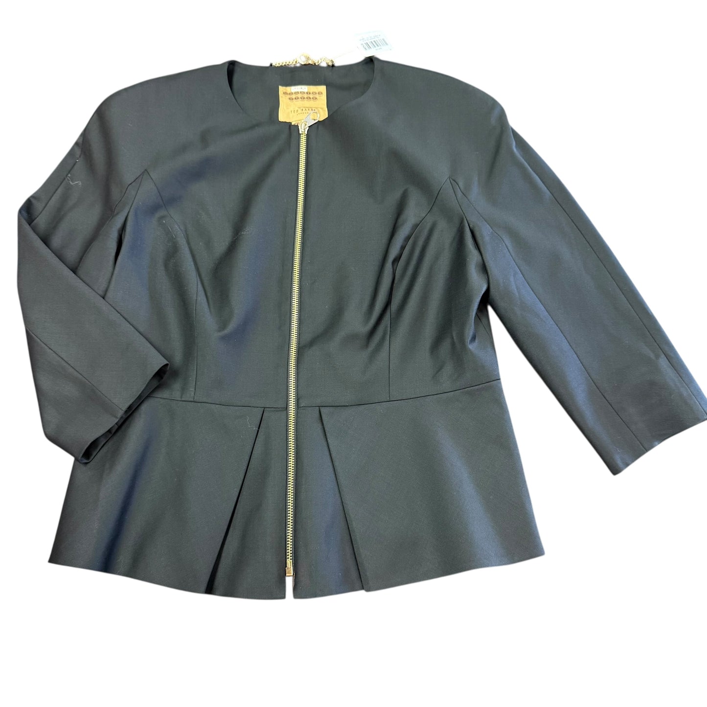 TED BAKER BLACK BLAZER WOOL BLEND 3/4 SLEEVE 100 LARGE