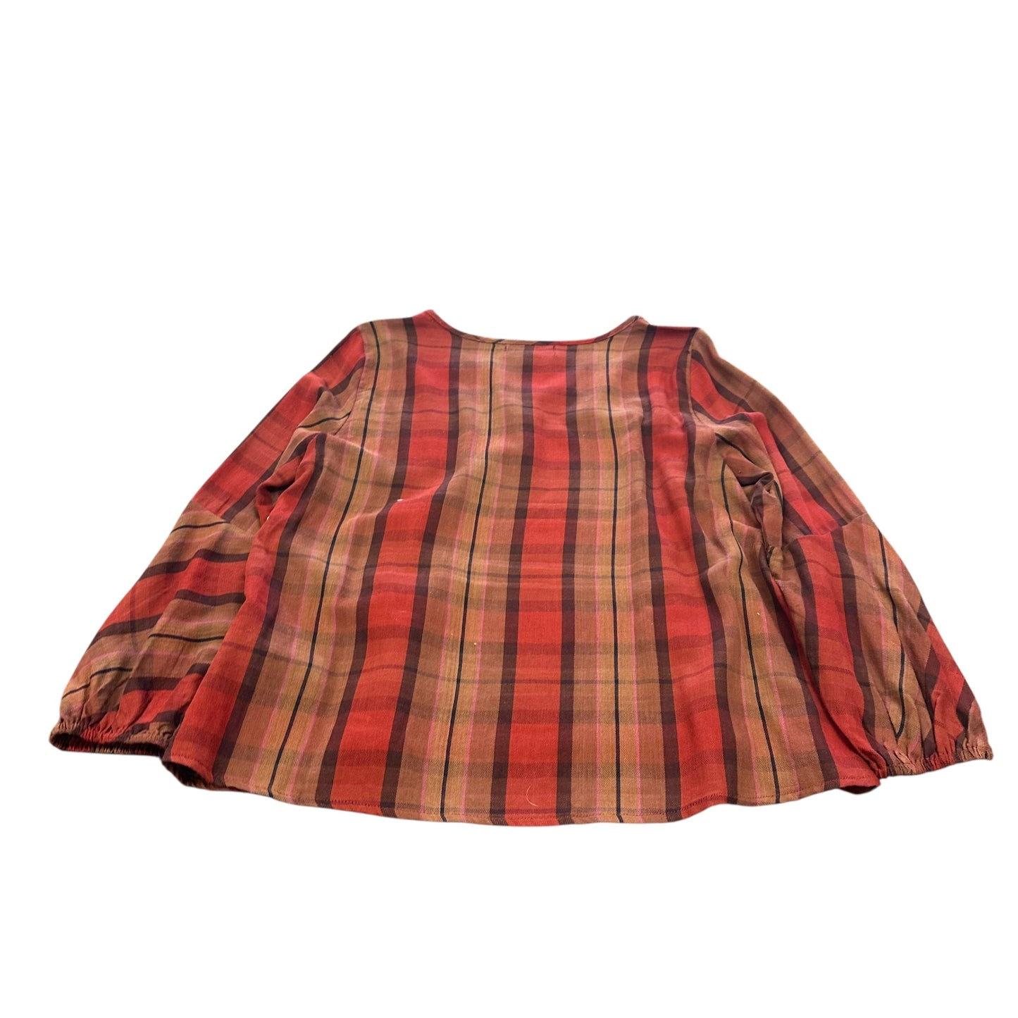 SHYANNE PLAID EMBROIDERED BLOUSE 100 LARGE