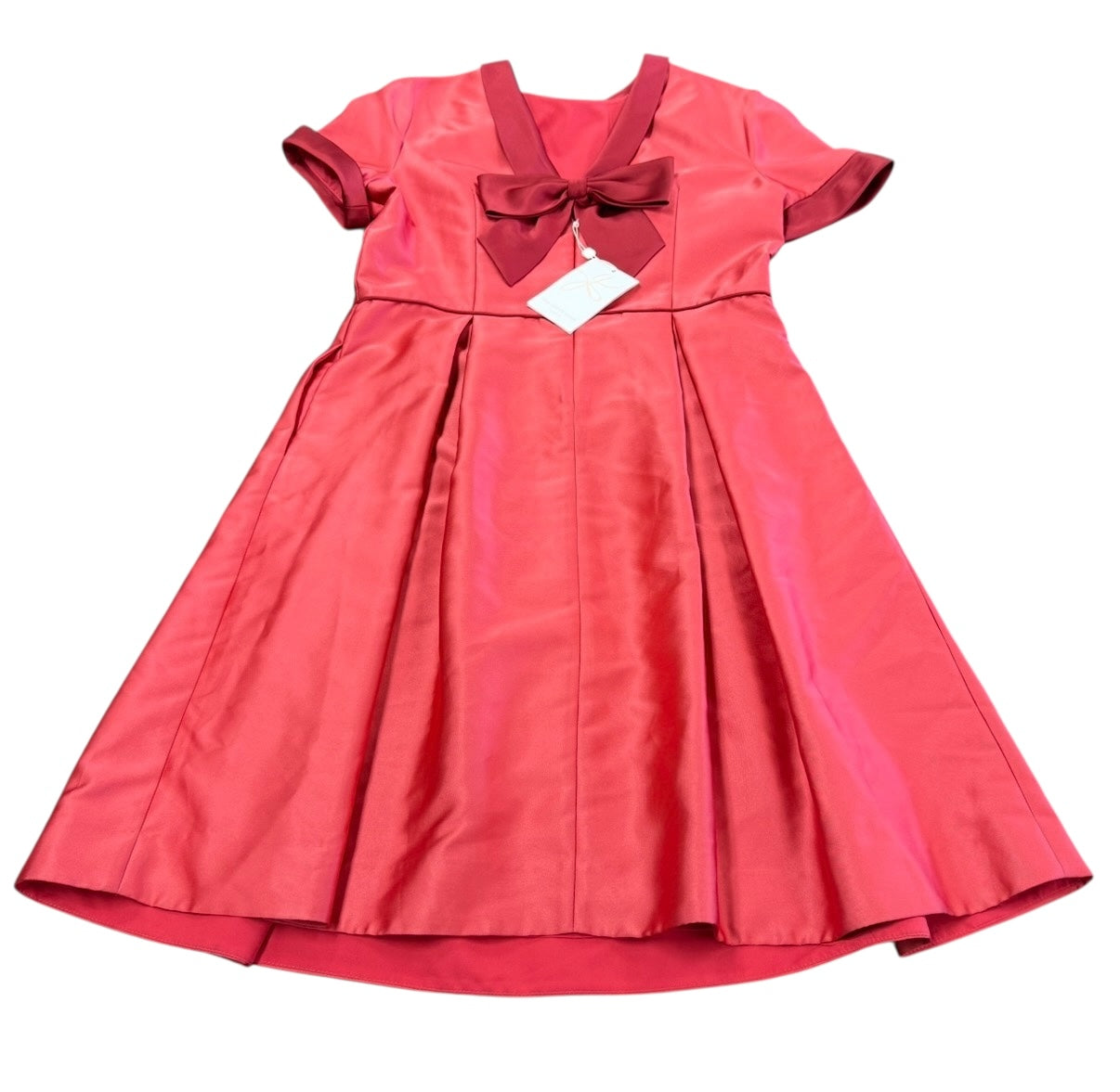 GAL MEETS GLAM ANNABELLE BOW BACK DOUBLE FACE SATIN DRESS RED PINK 100 SZ 14 NWT