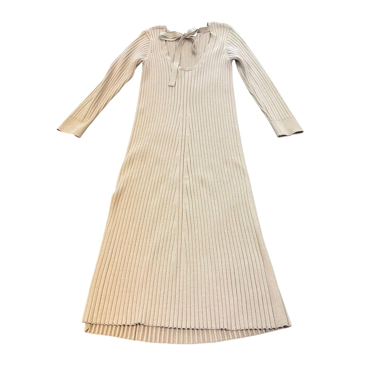 WAYF BROWN RIBBED SWEATER DRESS 233 LARGE