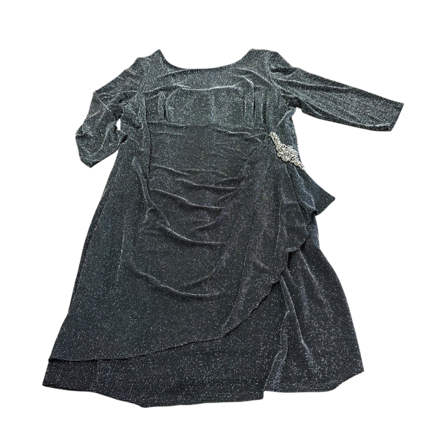 ALEX EVENINGS BLACK SILVER METALLIC DRESS 85 SZ 22W