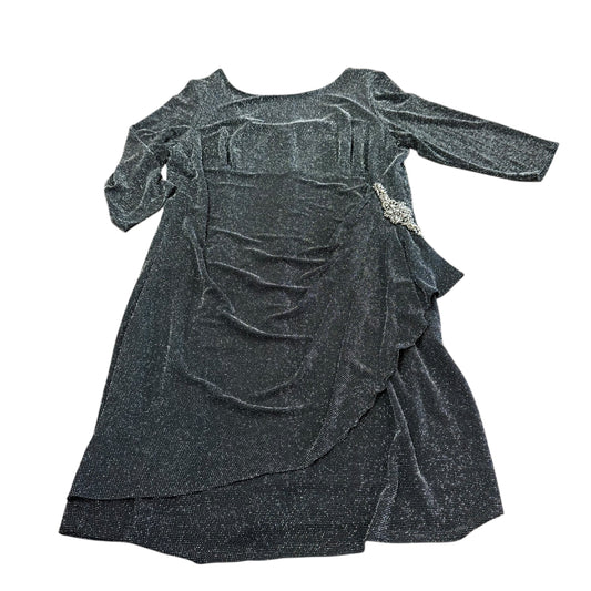 ALEX EVENINGS BLACK SILVER METALLIC DRESS 85 SZ 22W