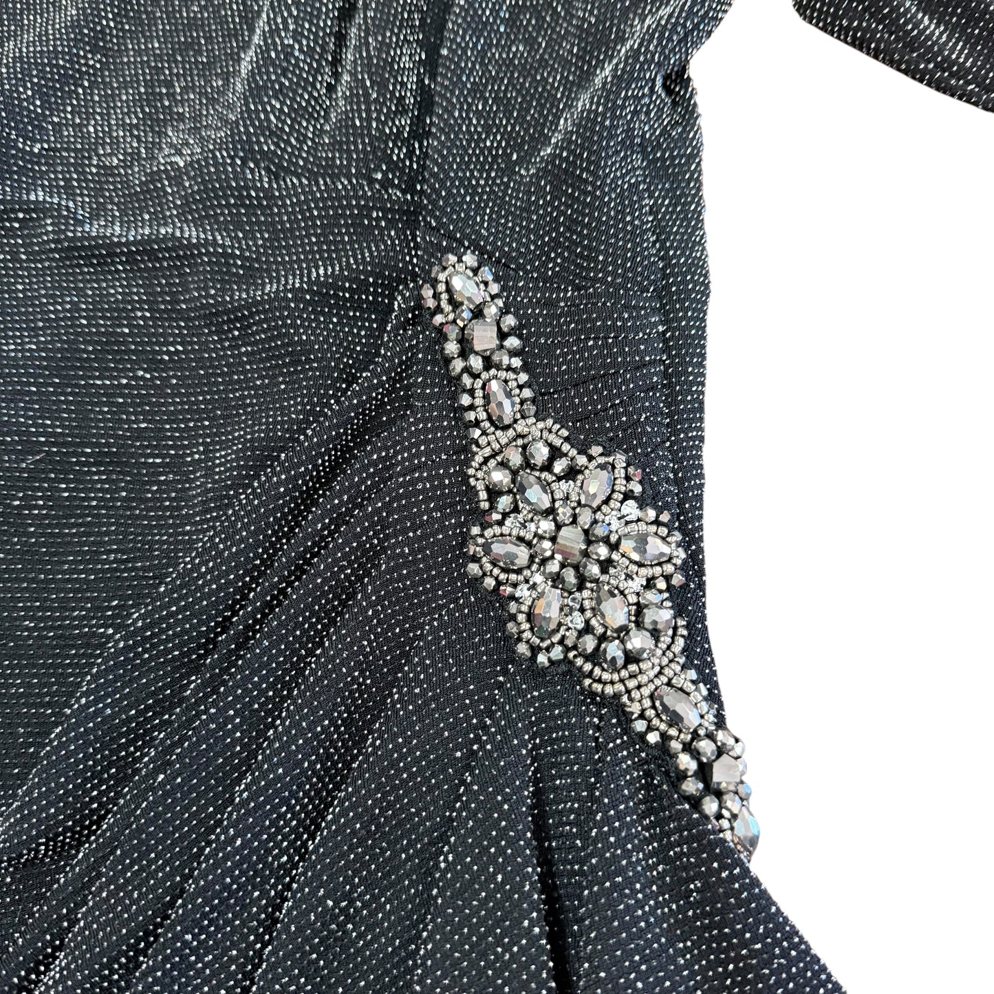 ALEX EVENINGS BLACK SILVER METALLIC DRESS 85 SZ 22W