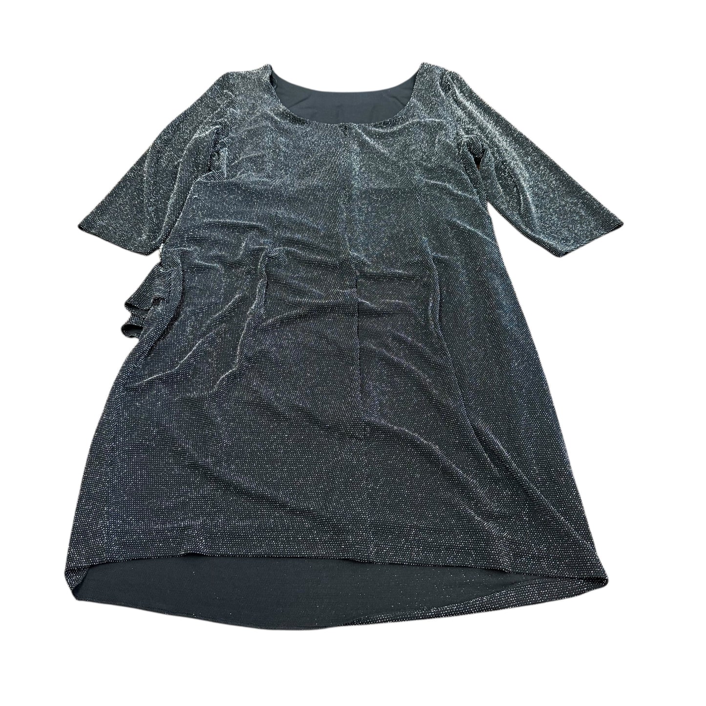 ALEX EVENINGS BLACK SILVER METALLIC DRESS 85 SZ 22W