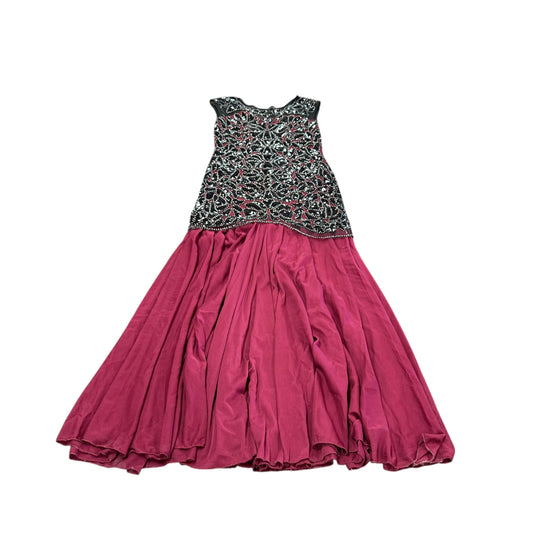 BURGUNDY BLACK BEADED COCKTAIL DRESS 191 MEDIUM